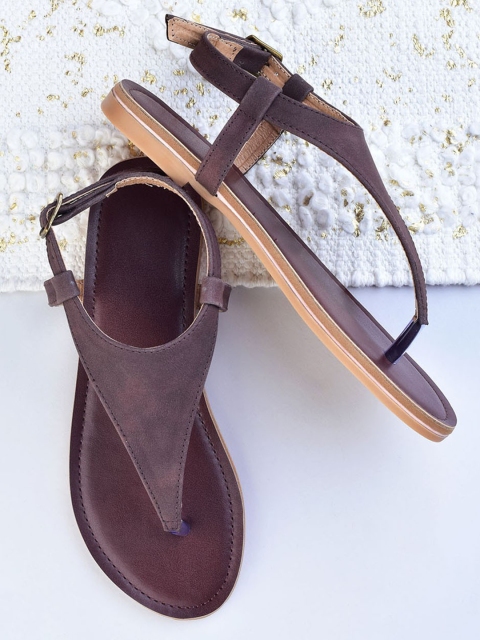 

Street Style Store Women Coffee Brown Solid T-Strap Flats