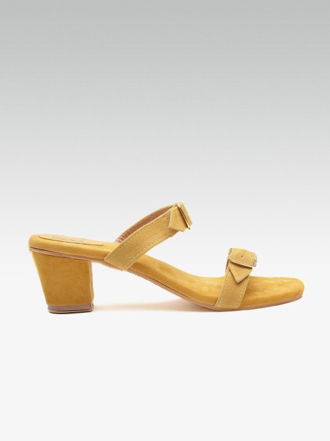 

Street Style Store Women Mustard Yellow Solid Block Heels