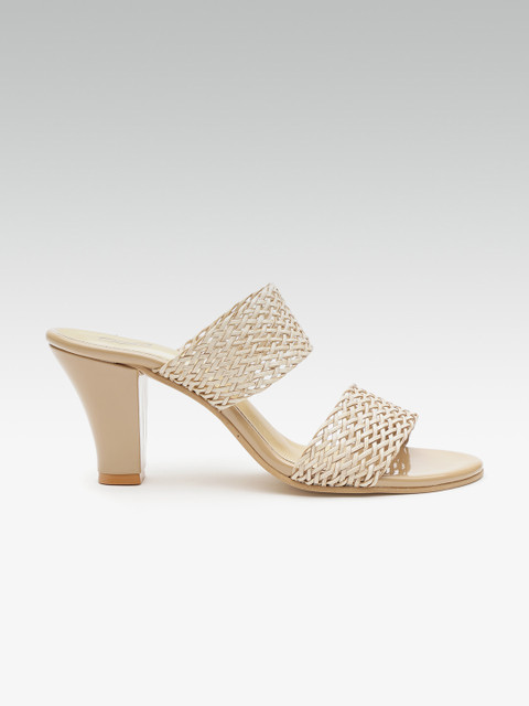

Street Style Store Women Beige Basketweave Textured Block Heels