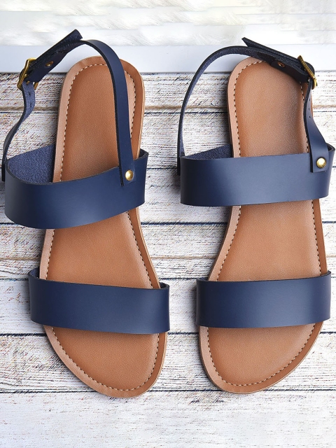 

Street Style Store Women Navy Blue Solid Open Toe Flats