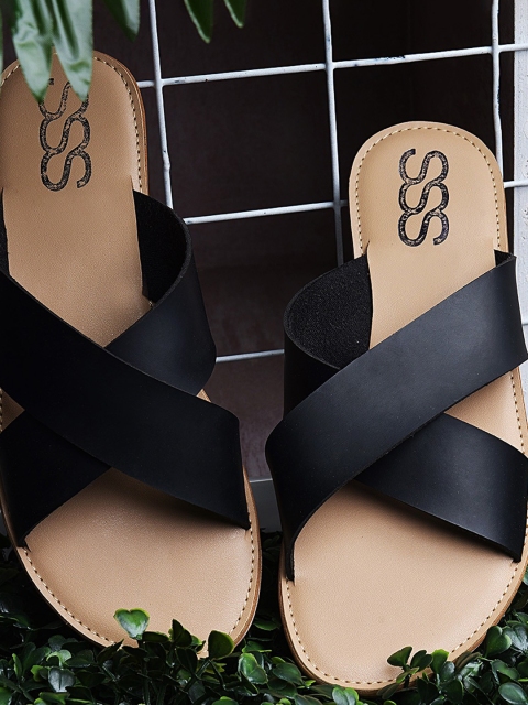 

Street Style Store Women Black Solid Open Toe Flats