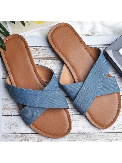 

Street Style Store Women Blue Solid Open Toe Flats