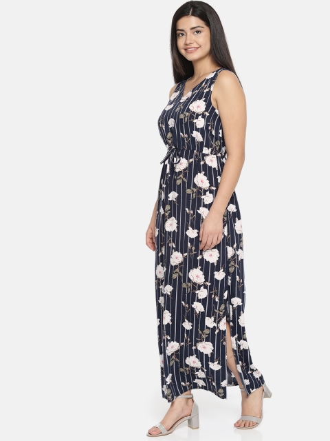 

Vero Moda Women Navy Blue & White Striped Maxi Dress