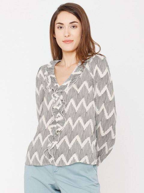 

Vero Moda Women White & Black Printed Top