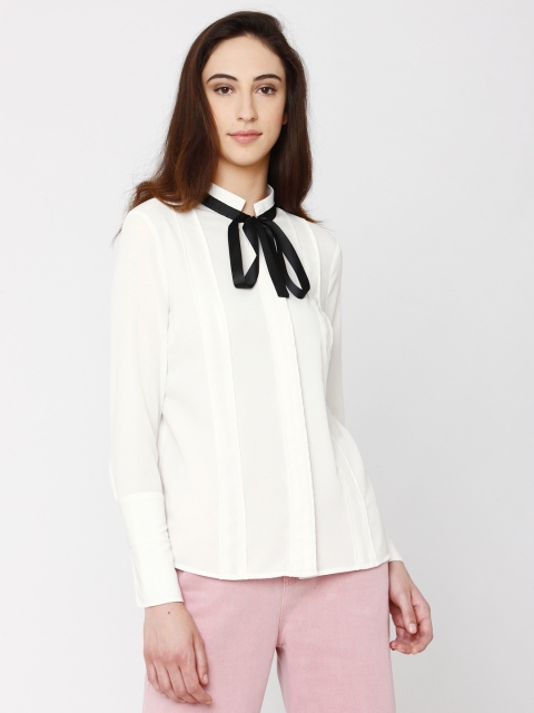 

Vero Moda Women White Regular Fit Solid Casual Shirt