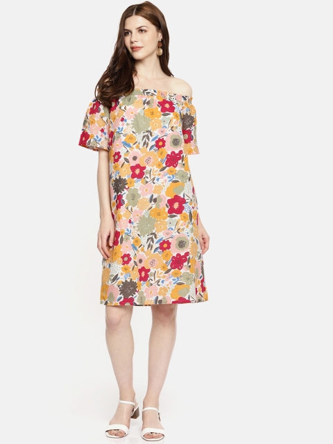 

Vero Moda Women Yellow & Red Printed Sheath Dress