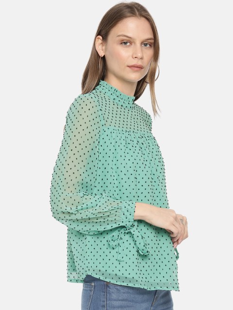 

Vero Moda Women Green & Black Self Design Empire Top