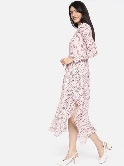 

Vero Moda Women Beige & Burgundy Printed A-Line Dress