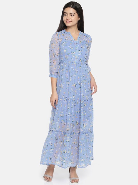 

Vero Moda Women Blue Printed Maxi Dress
