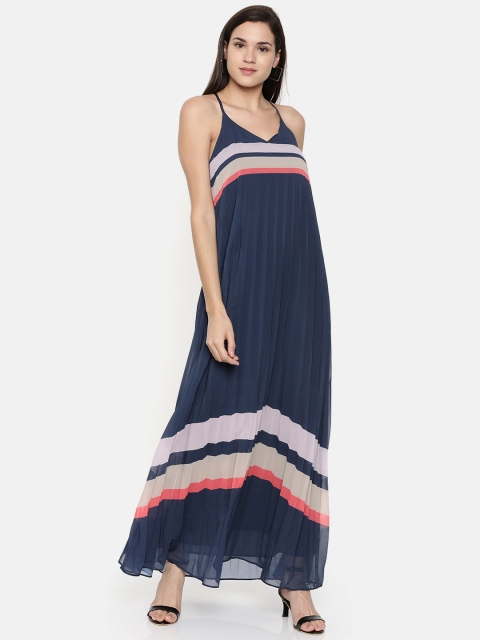 

Vero Moda Women Striped Navy Blue Maxi Dress