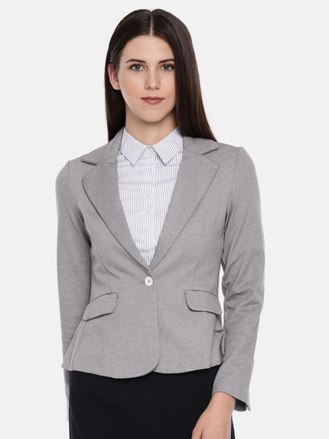 

Vero Moda Women Grey Solid Single Breasted Blazer