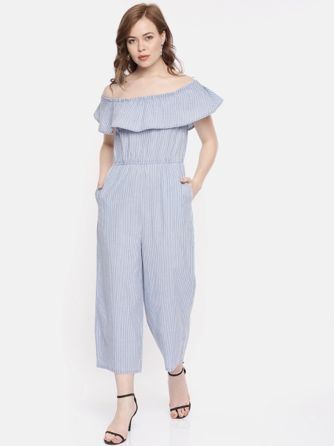 

Vero Moda Women Blue & White Striped Culotte Jumpsuit