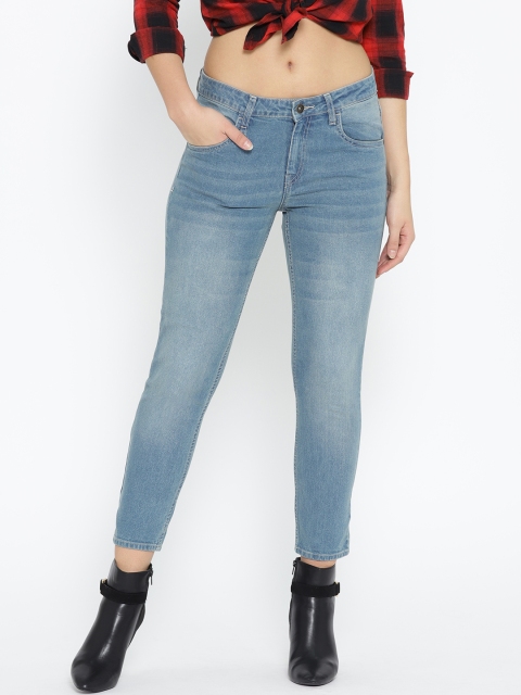 

Roadster Women Blue Skinny Fit High-Rise Clean Look Stretchable Cropped Jeans