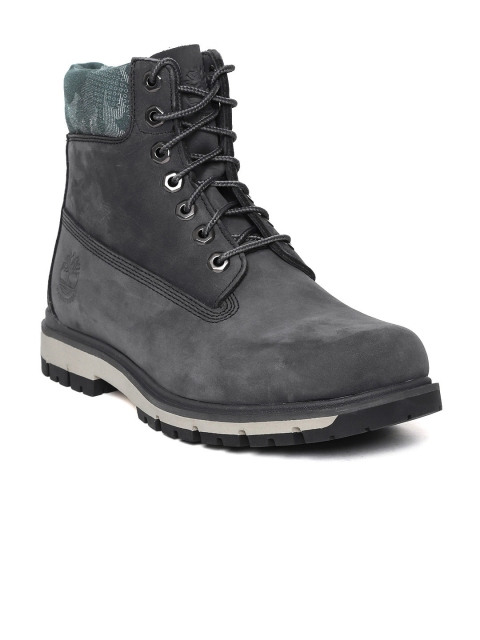 

Timberland Men Charcoal Grey Radford 6-Inch Waterproof Nubuck Leather Mid-Top Flat Boots