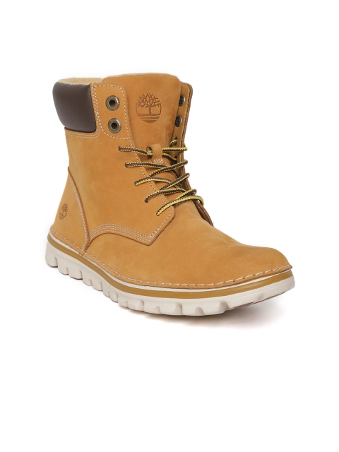 

Timberland Women Tan Brown Brookton 6-Inch Mid-Top Flat Boots