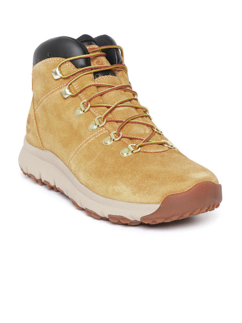 

Timberland Men Tan Brown World Hiker Suede Mid-Top Flat Boots