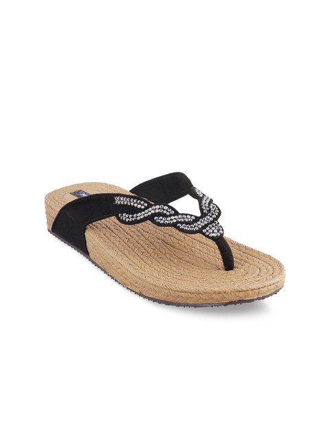 

Mochi Women Black Solid Open Toe Flats