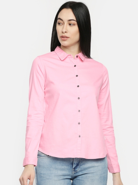 

Pepe Jeans Women Pink Slim Fit Solid Casual Shirt