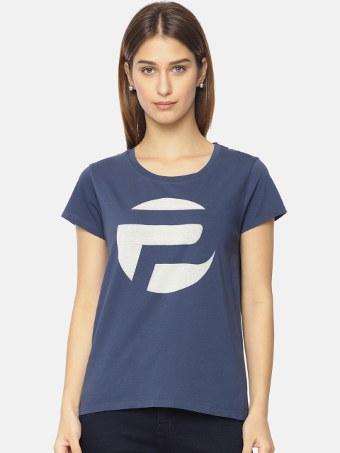 

Pepe Jeans Women Navy Blue Printed Round Neck T-shirt