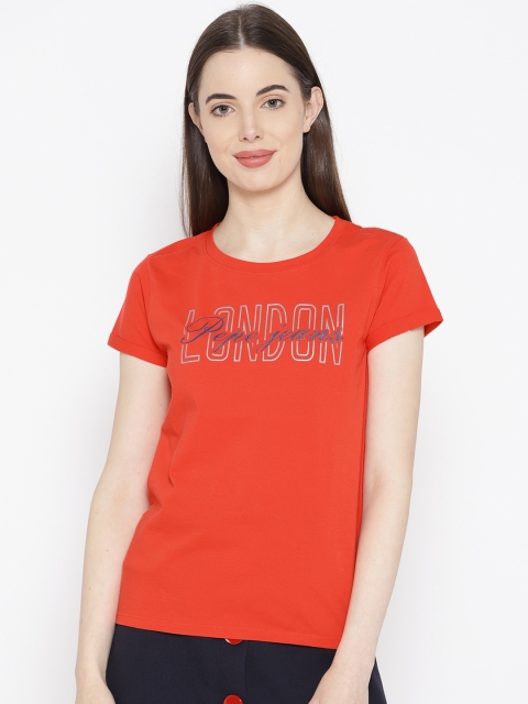 

Pepe Jeans Women Orange Printed Detail Round Neck T-shirt