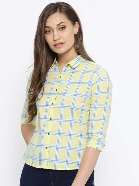 

Pepe Jeans Women Yellow & Blue Regular Fit Checked Casual Shirt