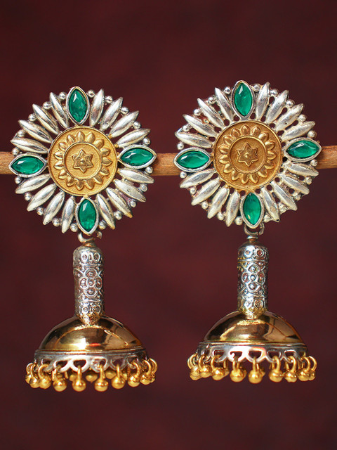 

Peora Silver-Toned Circular Jhumkas