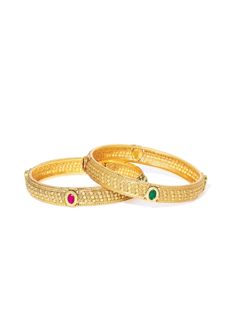 

Peora Women Set of 2 18K Gold-Plated Emerald Ruby Bangles