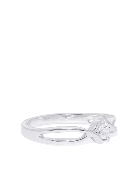

Peora Women 925 Sterling Silver Rhodium Plated Solitaire CZ Proposal Ring, White
