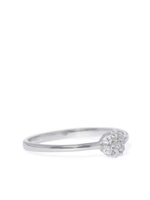 

Peora Women 925 Sterling Silver Rhodium Cubic Zirconia Subtle Charm Ring