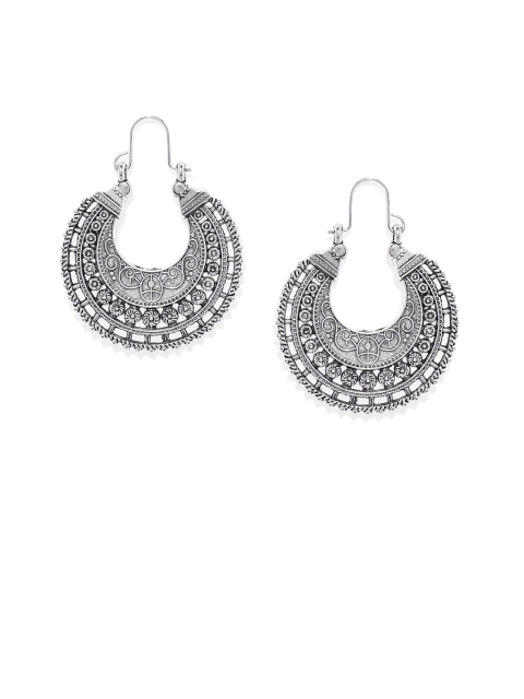 

Peora Silver-Toned Contemporary Drop Earrings