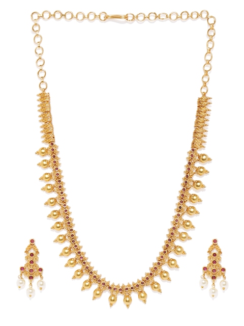 

Peora 18K Matte Gold-Plated & Pink Temple Jewellery Set