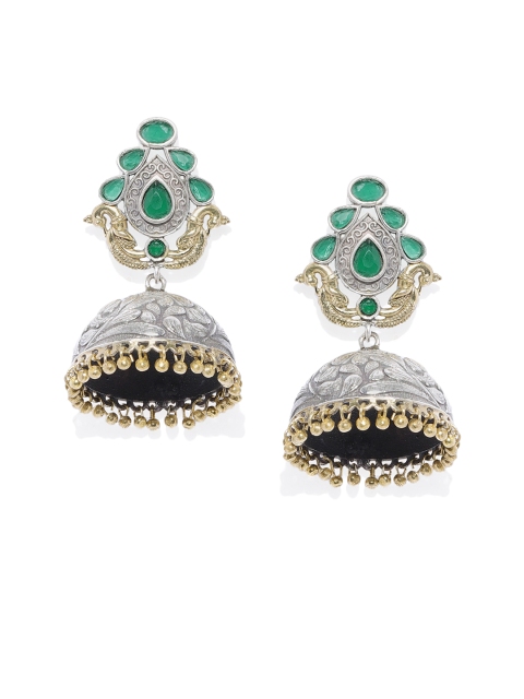 

Peora Silver-Toned Dome Shaped Jhumkas