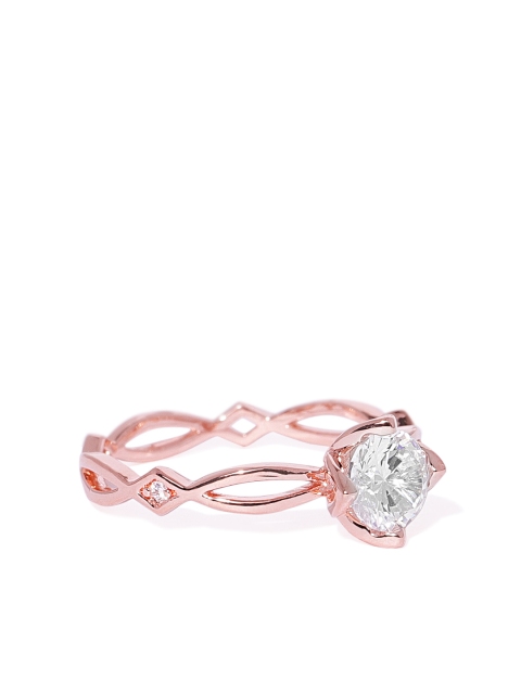 

Peora Women Rose Gold-Plated Stylish Party Wear Fancy Worth It Solitaire Ring