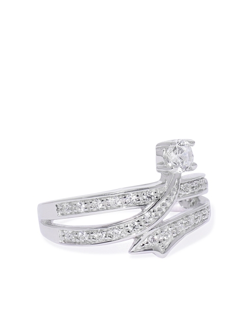 

Peora Women 925 Sterling Silver Rhodium Cubic Zirconia Twinkling Femme Ring