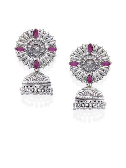 

Peora Women Silver-Toned Contemporary Jhumkas