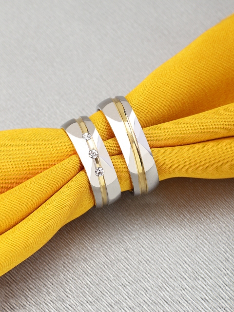 

Peora Silver-Toned Set of 2 Couple Rings