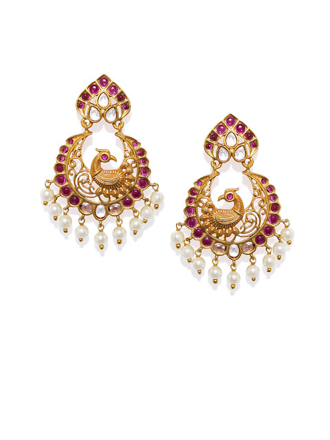 

Peora Gold-Toned Peacock Shaped Chandbalis