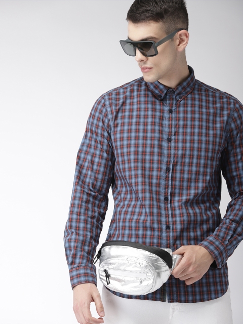 

Harvard Men Blue & Red Regular Fit Checked Casual Shirt