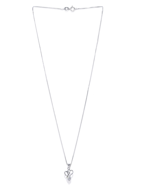 

Peora Rhodium-Plated Sterling Silver-Toned CZ Studded Pendant with Chain