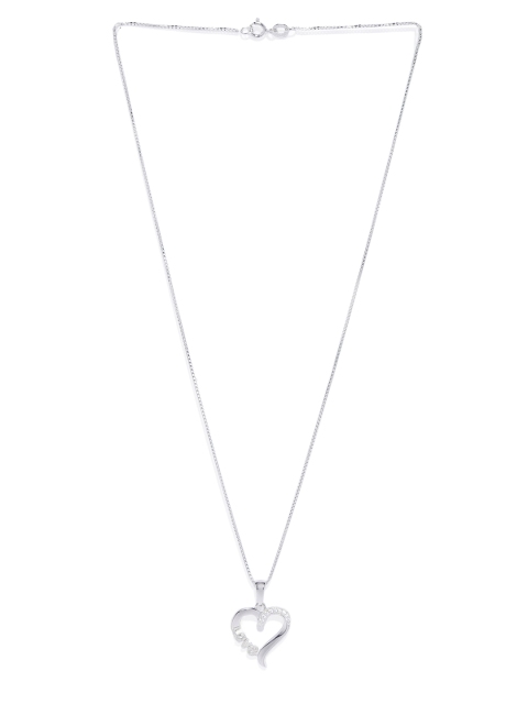 

Peora Sterling Silver-Toned Diamond Cut CZ Accents Pendant with Chain