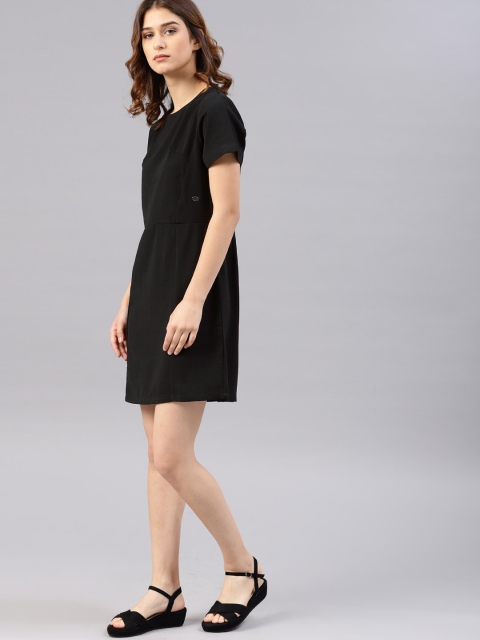 

French Connection Women Black Solid A-Line Dress