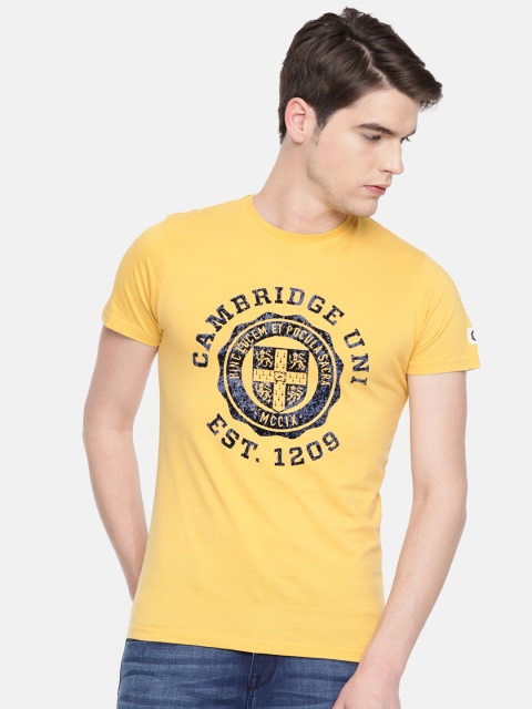 

Pepe Jeans Men Yellow Printed Slim Fit Round Neck T-shirt
