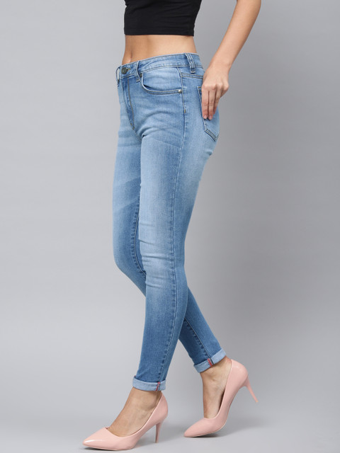 

French Connection Women Blue Skinny Fit Mid-Rise Clean Look Stretchable Jeans