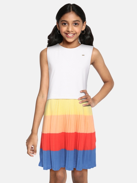 

Tommy Hilfiger Girls White & Yellow Striped A-Line Dress