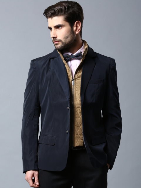 

INVICTUS Navy Single-Breasted Jacket Blazer, Navy blue