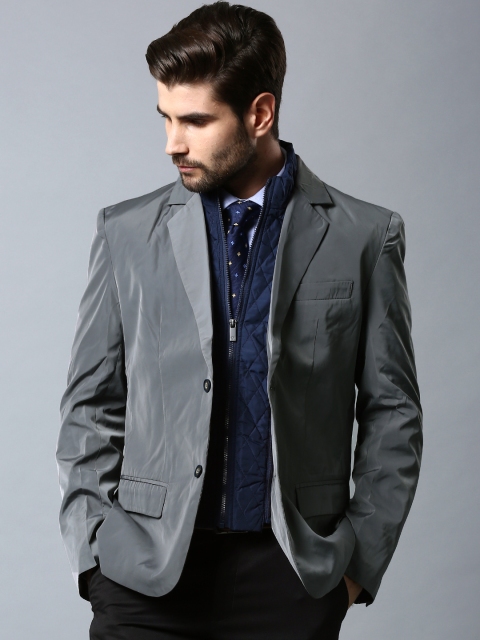 

INVICTUS Grey Single-Breasted Jacket Blazer