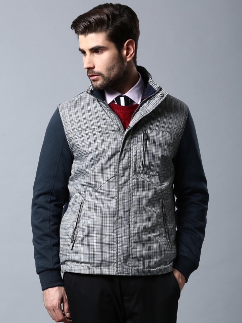 

INVICTUS Navy & Grey Checked Jacket, Navy blue