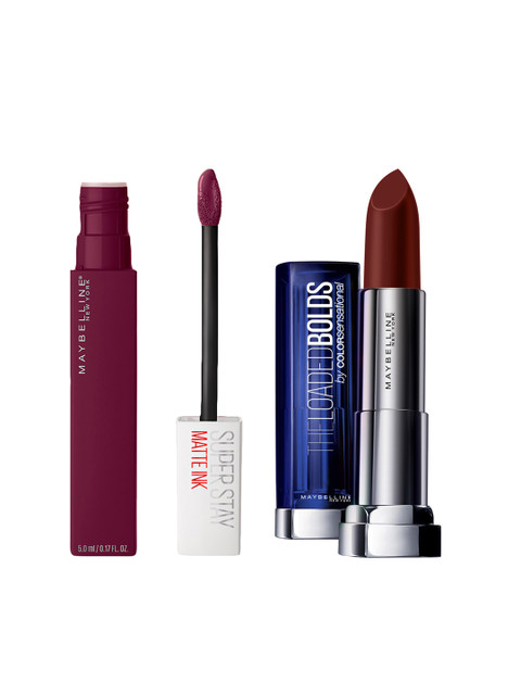 

Maybelline Colorsensational Loaded Bolds Chocoholic Lipstick & Matte Ink Liquid Lipstick, Burgundy