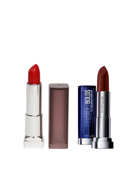 

Maybelline Colorsensational The Loaded Bolds Chocoholic & Dare To Be Red Lipsticks, Brown
