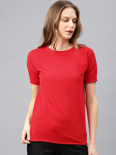 

French Connection Women Red Solid Top